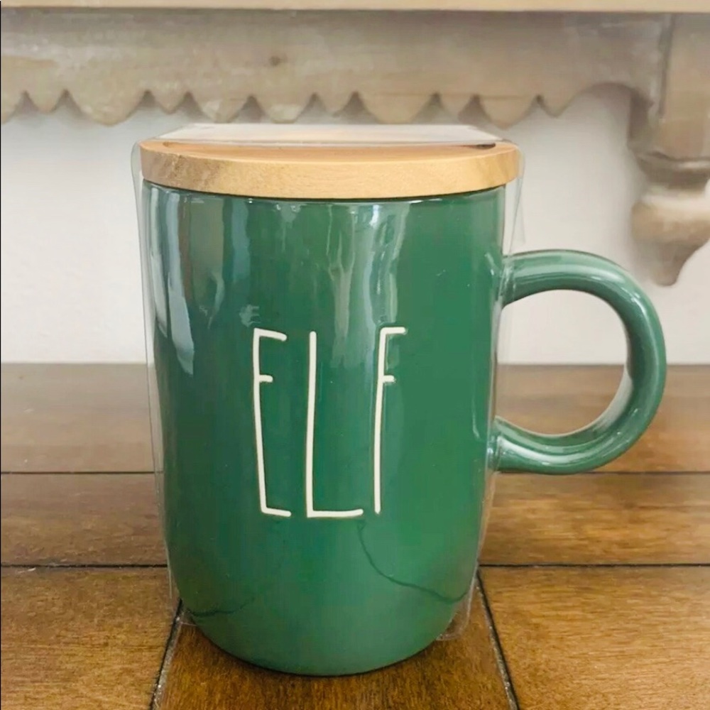 Rae Dunn elf mug with coaster